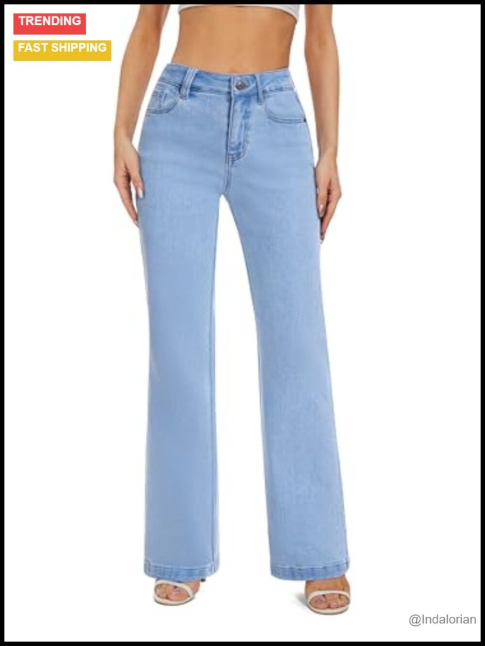 Women's High Waisted Wide Leg Stretch Denim Jeans Relaxed Fit